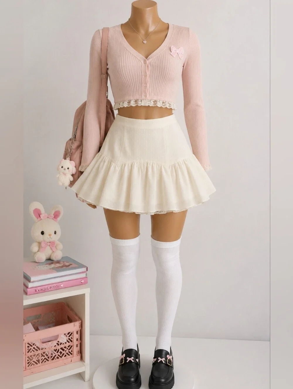 Forever 21 Swiss Dot Asymmetrical Ruffle Mini Skirt Ivory Size L